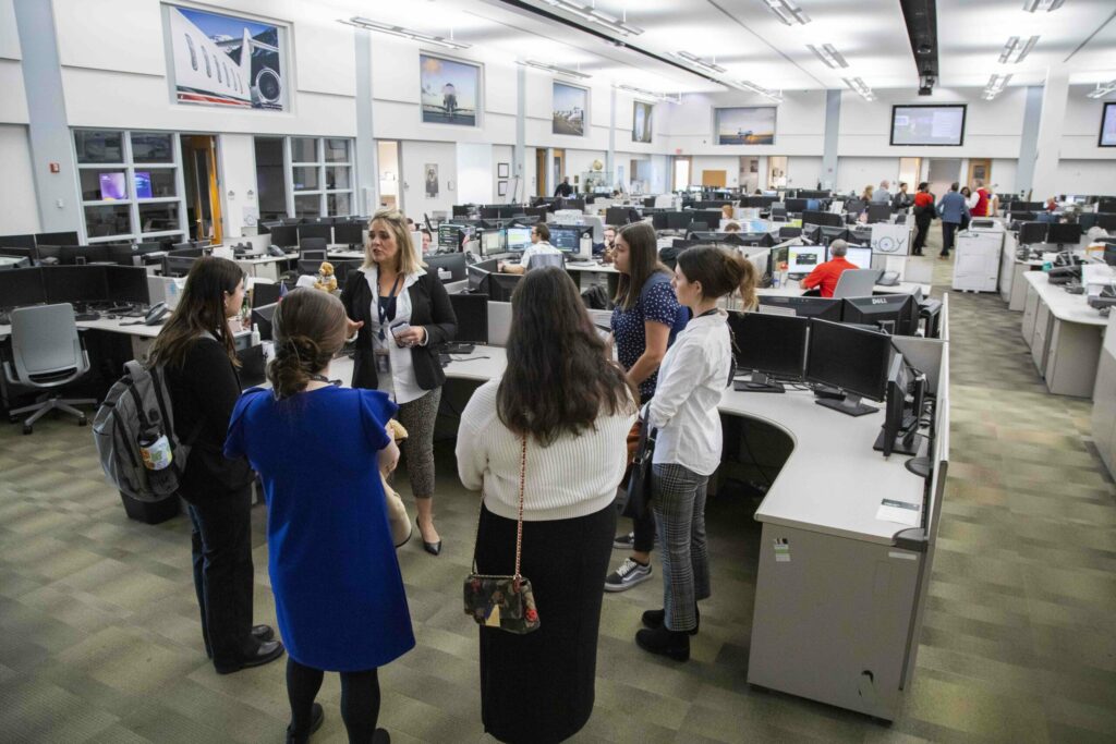 Ohio State students on a tour of NetJets Flight Center