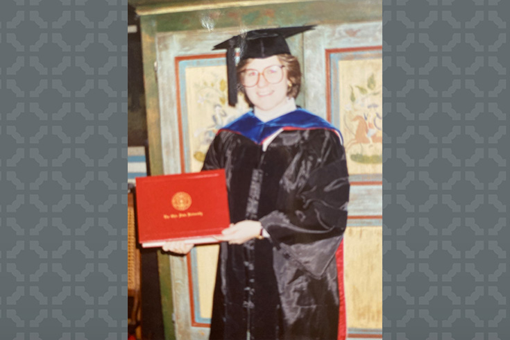 Ann Paulins in 1992 holding Ohio State diploma