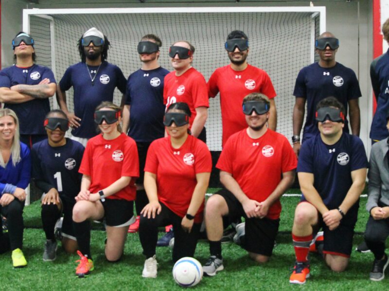 Katie Smith with the Ohio blind soccer team
