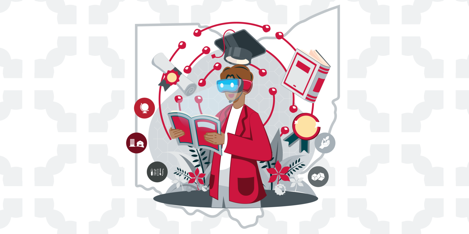 Ohio State illustration of student in VR