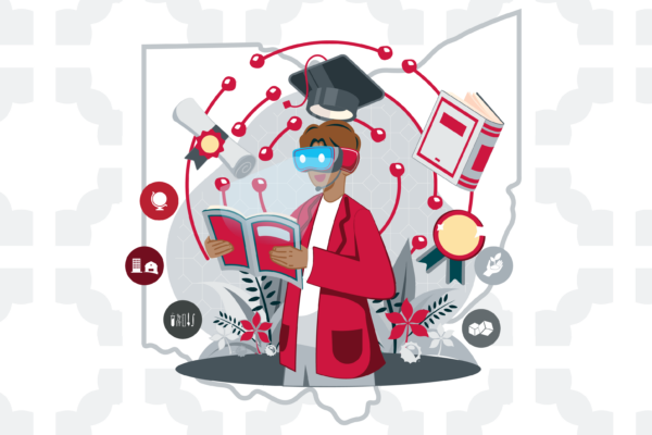 Ohio State illustration of student in VR