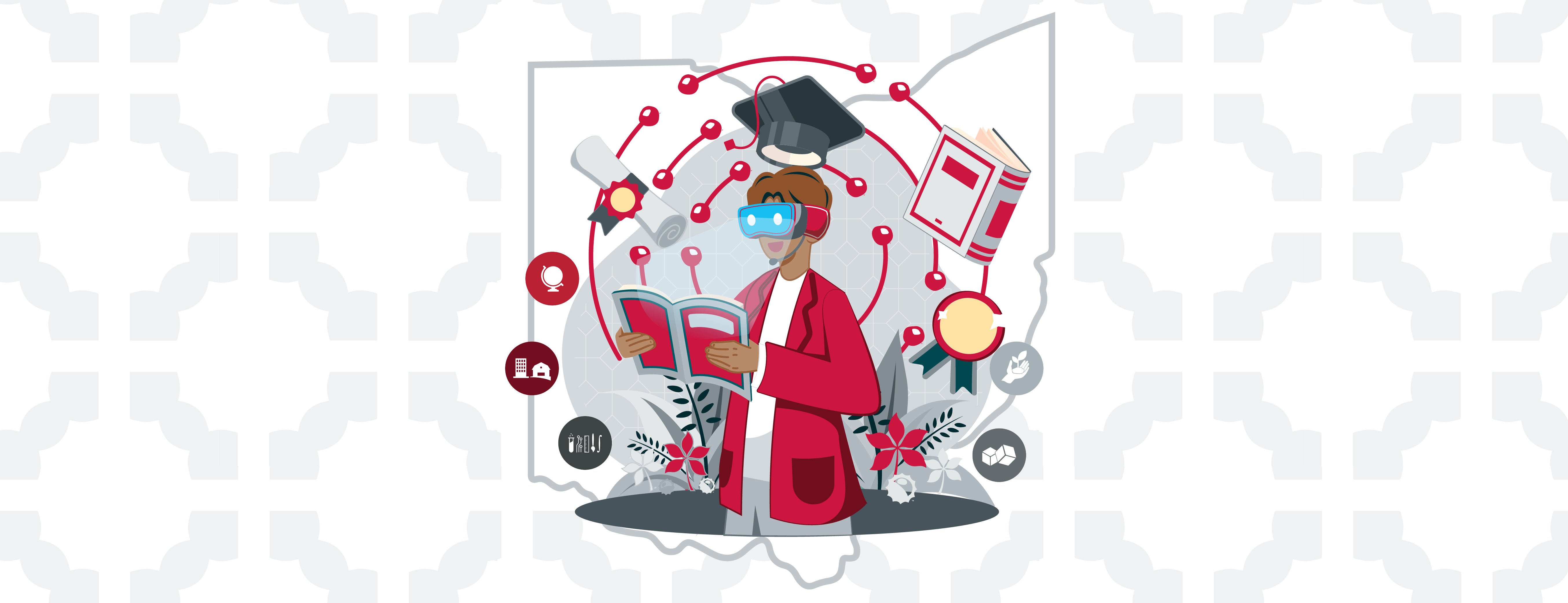 Ohio State illustration of student using VR