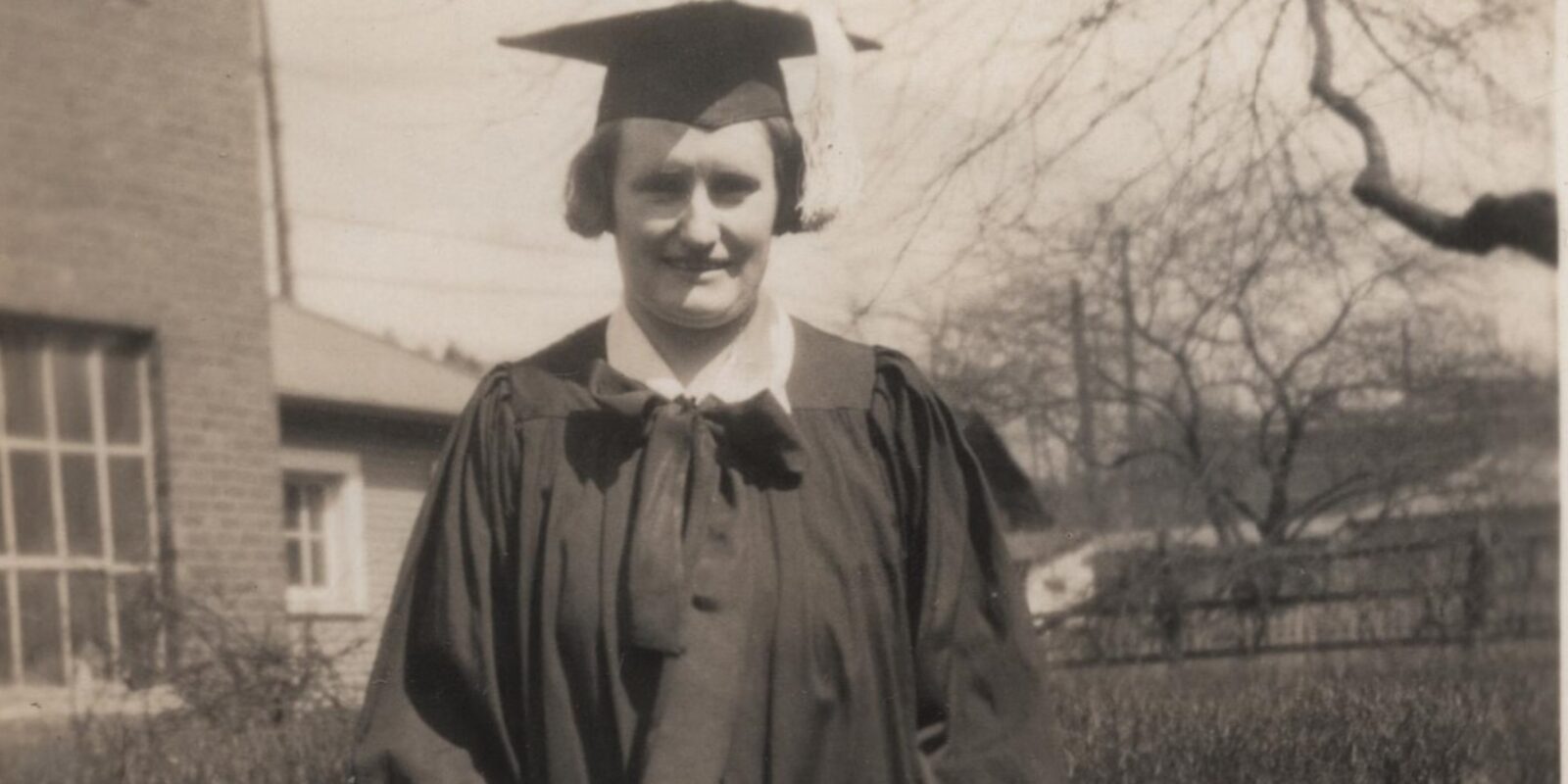 Eloise Green in Ohio State graduation outfit in 1928