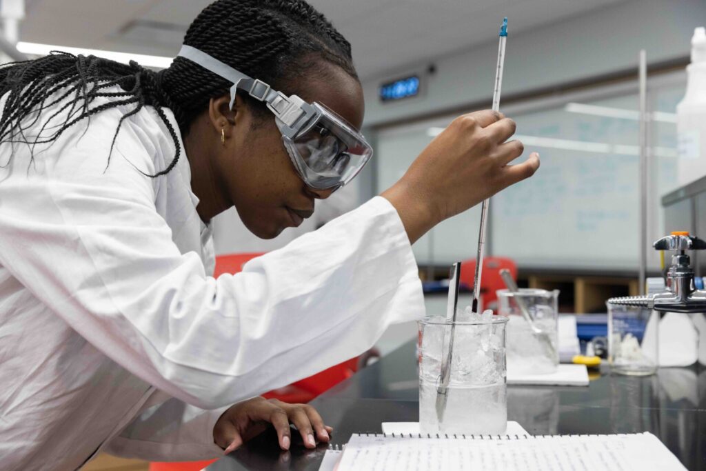 Ohio State student working in a lab