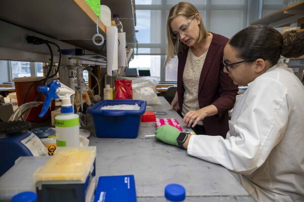OSU student in a lab