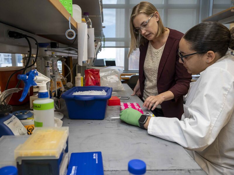 OSU student in a lab