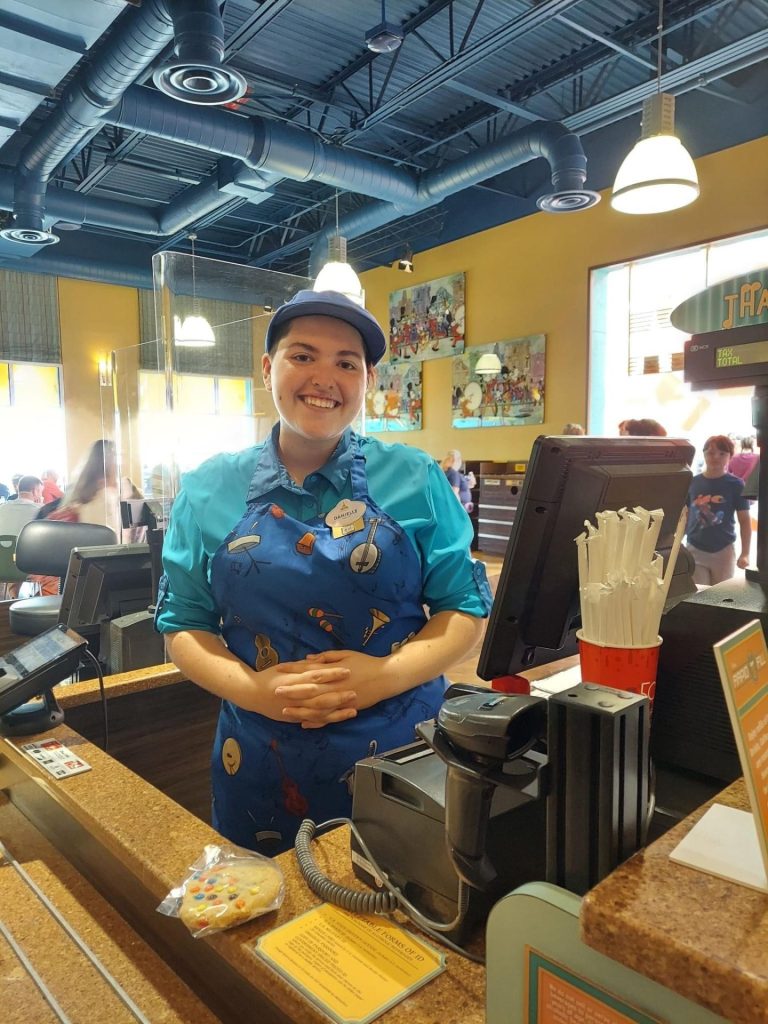 Danielle Johnson working at the Disney cafeteria