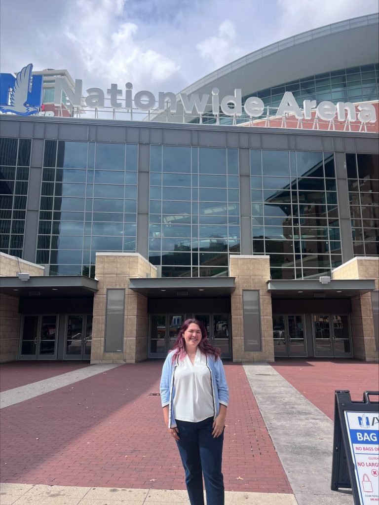 Danielle Johnson outside Nationwide Arena